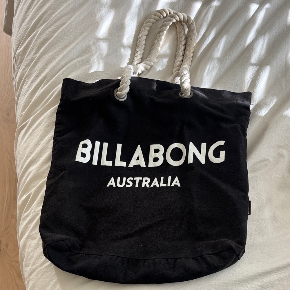 Billabong Black Canvas Tote with Rope Handles